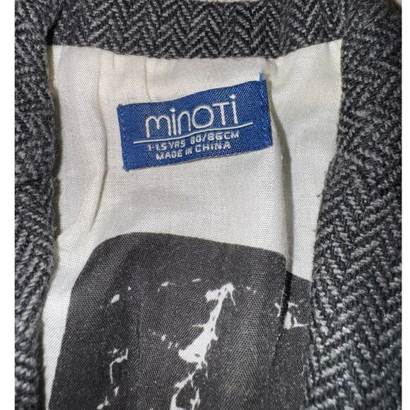Minoti Wool Blend Blazer Toddler Size 12-18 Mon Elbow Patches Herringbone Fall - Picture 6 of 8